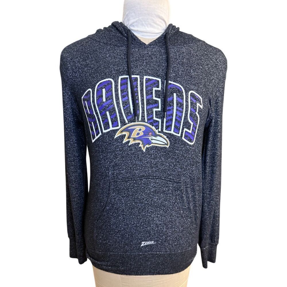 Baltimore Ravens NFL Soft Hooded Pullover Sz. S Grey Zebra Print Football